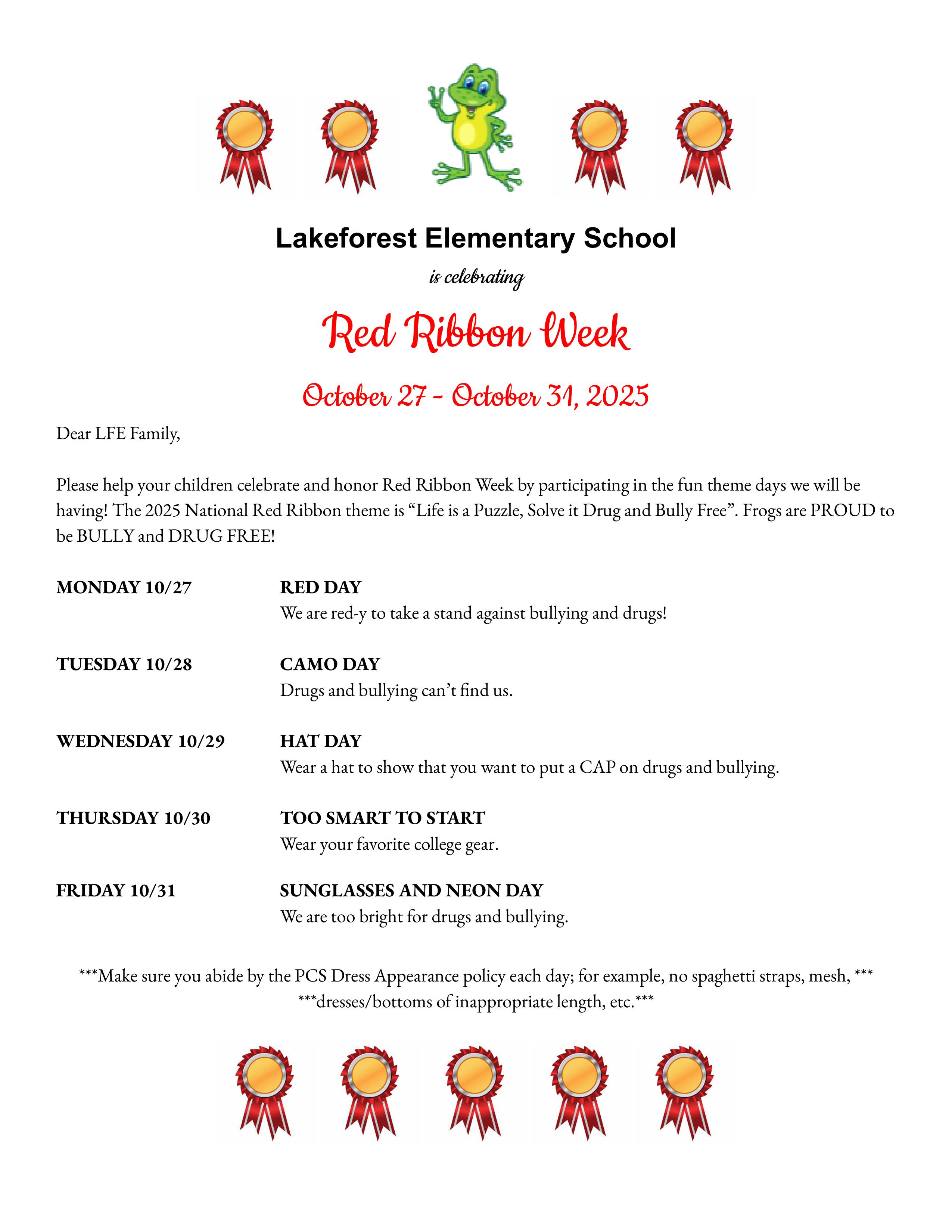  Red Ribbon Spirit Week